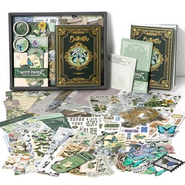 Mocrop 350 Piece Scrapbook Accessory Set, Bullet Journal Accessories with Hot Embossing Process A6 Grid Book, Beautiful Scrapbook Stickers, Gift for Teenagers and Children, Creative Diary