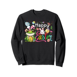 Happy Easter Frog Cosplay Bunny Floral Chocolate Eggs Sweatshirt