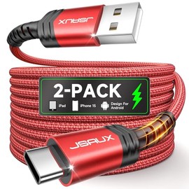 JSAUX Cable USB C [Paquete de 2, 6.6 pies], Cable USB A a USB de carga rápida para iPhone 17, iPhone Air, iPhone 17 Pro, iPhone 17 Pro Max, iPhone 16/