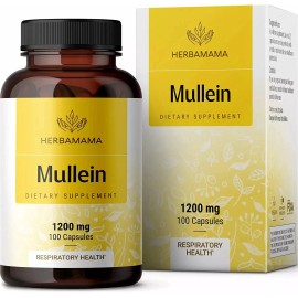HERBAMAMA Mullein Leaf Capsules Respiratory Health - Organic Mullein Leaf Extrac