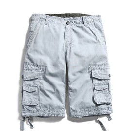 Leward Men's Cotton Loose Fit Twill Cargo Shorts Outdoor Wear Lightweight for Men (US, Waist, 38, Short, Light Grey)