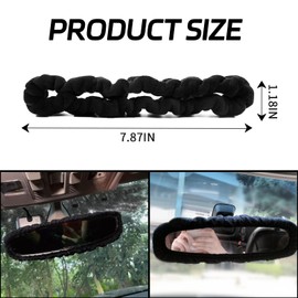 Ongfuwu Car Rearview Mirror Cover, Elastic Plush Car Interior Rear View Mirror Protector, Automotive Rearview Mirror Edge Protector Frame, Decor Car Accessories for Women Girls (Black)