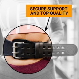 WARM BODY COLD MIND Weight Lifting Belt 4" - 100% Leather - for Olympic Weightlifting, Waist/Back Support for Men Women, Powerlifting, Deadlift, Gym, Bodybuilding, Crossfit, Strength Training, Squat (Black, Large)