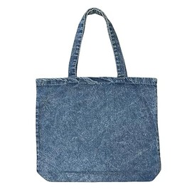 (6 Pack) 6 Pack Heavy Cotton Denim Convention Reusable Tote Bag (Denim)
