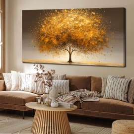 TYTAUPT Tree Wall Art for Office Large Wall Art for Living Room Gold Canvas Art Wall Decor for Bedroom Size 29 x 59 Inch