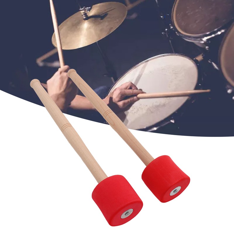 2PCS Bass Foam Drum Mallet Oak Handle EVA Foam Head