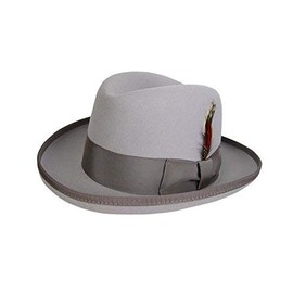 Godfather Homburg Fedora Hat in Rain Drop Silver with Tan Band (X-Large = 24")