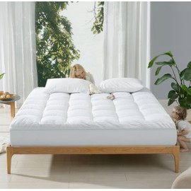 KÜB Cotton Mattress Pad, Full, Cooling Pillow Top with 8-21 Inch Deep Pocket, 3D Snow Down Alternative Fill, Breathable Fluffy Mattress Topper Cover (White, Full 54 * 75inch)