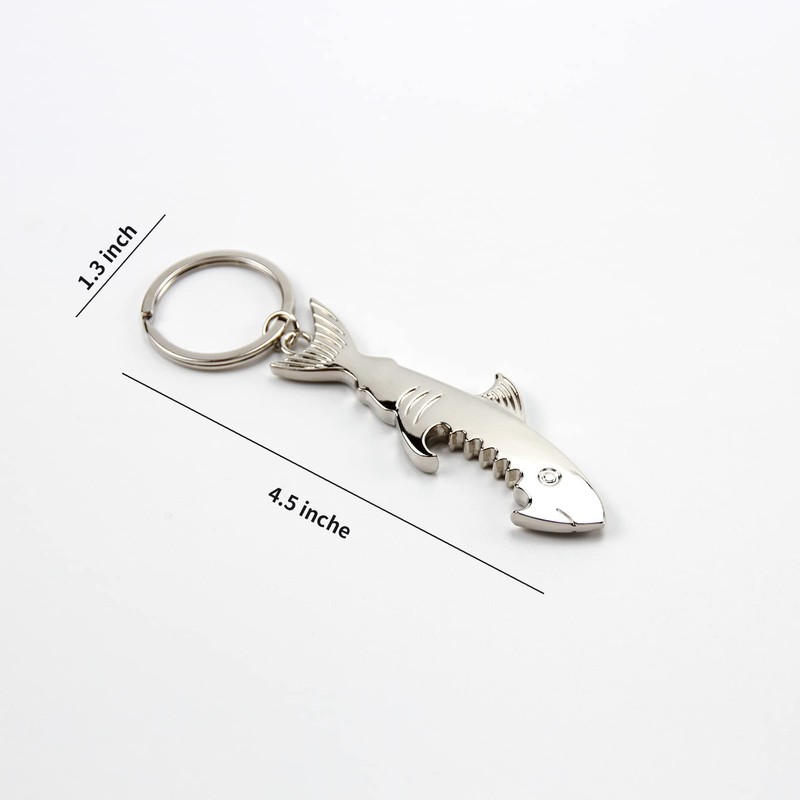 TOPASION Creative Metal Corkscrew Shark Beer Bottle Opener Keychain Pendant