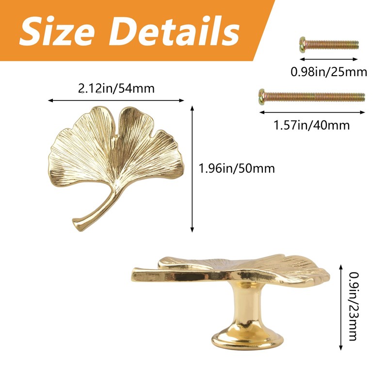 MOROBOR Ginkgo Solid Metal Cabinet Knobs, Drawer Knobs, Creative Decoration