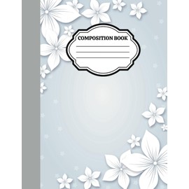 Icy Blue Floral Composition Book