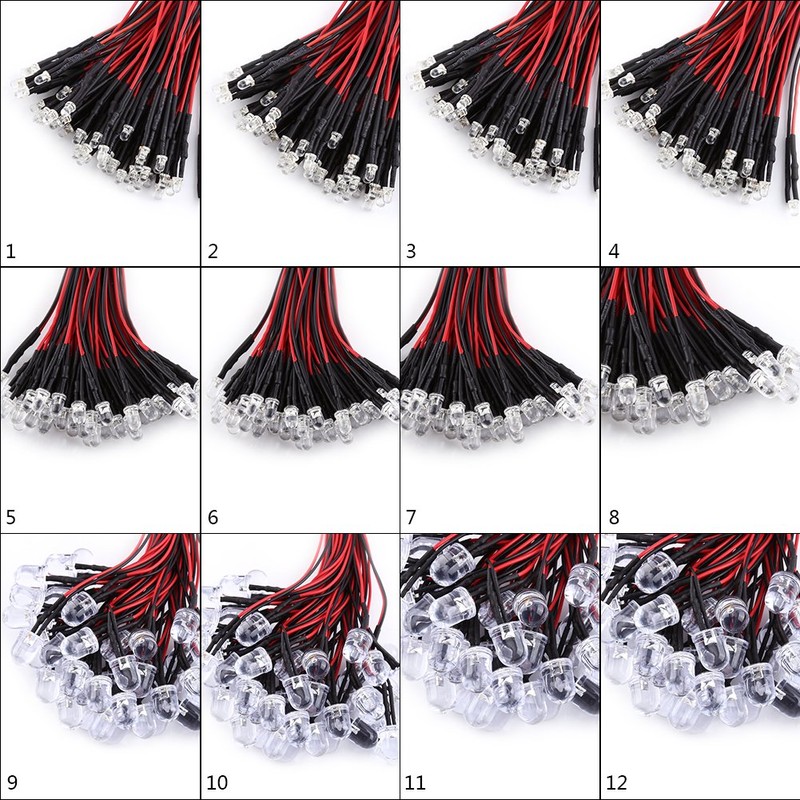 Walfront 50 Pack 5mm LED Pre-Wired Round Clear White Light