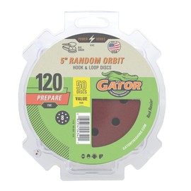 Gator 5-Inch 8-Hole Hook and Loop Red Resin Multi-Surface Sanding Disc 120 Grit 50 Pack