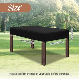 Garden Furniture Cover, Table Top, Protective Cover for Garden Furniture, Garden Table Cover, Waterproof, Winterproof, Garden Table Cover with Cords, 220 x 100 x 15 cm