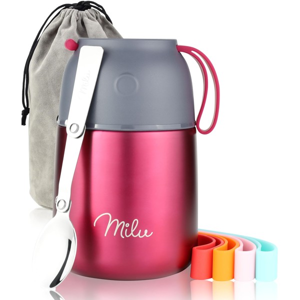 Milu® Thermal Food Container, 450/650 ml, Stainless Steel, Warmth Preservation,