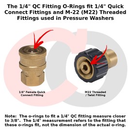 Captain O-Ring - Power Pressure Washer O-Rings for 1/4" Quick Coupler, EPDM (10 Pack)