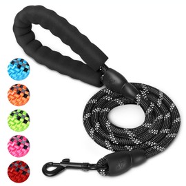 UrbanX Heavy Duty Dog Leash with Comfortable Padded Handle and Highly Reflective Threads for German Shepherd Pit Bull and Other Large Mixed Breed Dogs (4FT, Black)
