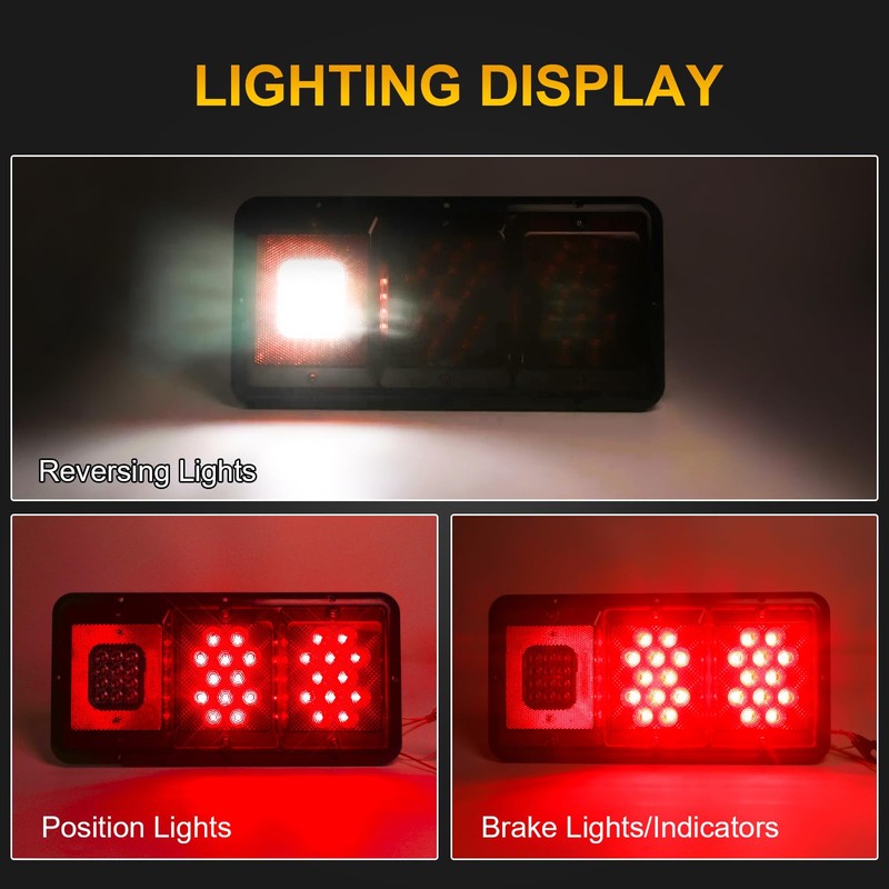WUSHIXAN 2Pcs Triple Tail Lights 36 LED, Rectangle Vertical or