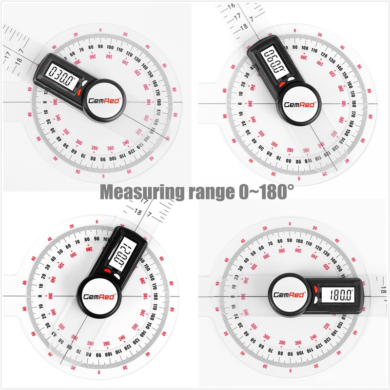 GemRed 12" Digital Goniometer for Joint Range of Motion ROM