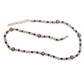 I Jewels Cadena de cintura para el ombligo chapada en oro de 18 quilates, estilo indio, para bodas y niñas, Cristal,