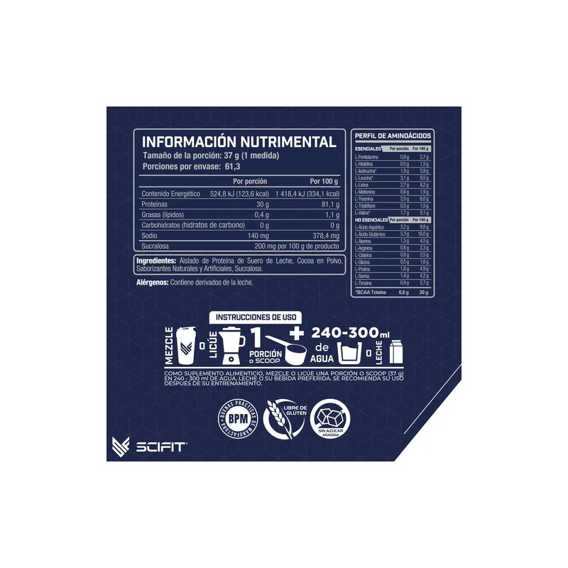 Scifit Proteína Iso 5 Lb 30 G Proteína Cero Carbohidratos