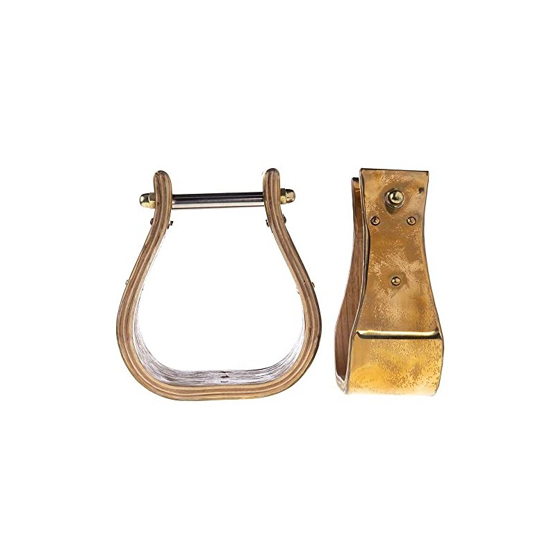 HILASON 3in Brass Bound Wood Bell Stirrups 3IN