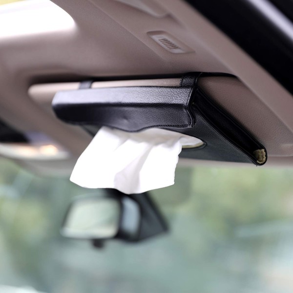 LEAGY Pack of 2 PU Leather Car Tissue Holder, Tissue