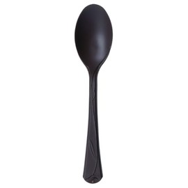 Eco-Products Compostable CPLA 7" Plastic Spoons, Case of 500, Elegant Disposable Black Spoon, Vine Cutlery, Renewable Material Made from Plants, Sturdy and Strong, ASTM/BPI-Certified