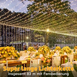Ollny Ollny Lichterkette au?en, 80 M 800 Led Lichterkette innen warmwei?, 8 Modi Lichterkette Lang mit Fernbedienung Timer, IP44 wasserdicht au?en und innen fr Hochzeit Ostern Garten