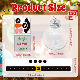 Cinrobiye 12 Pcs Christmas Booze Balls Christmas Fillable Drink Booze Christmas Tree Hanging Ornaments Decor Crafts DIY with Stickers Clear Round Plastic Xmas Booze Pendant Ball for Holiday Party