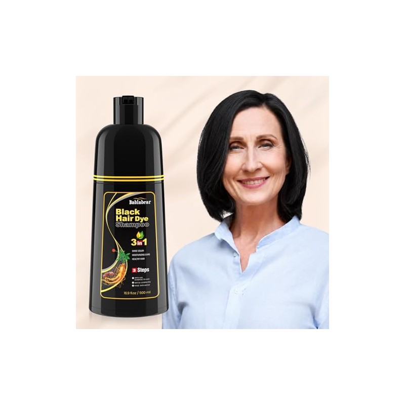 Black Hair Dye Shampoo Tinte Cubrir Canas Hombres Mujeres Cobertura