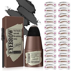 Eyebrow Stamp Stencil Kit - One-Step Eye Brow Stencil Kit with 24 Reusable Thin & Thick Eyebrow Stencils, Long-Lasting Waterproof & Smudge-Proof Brow Stamp Kit for Perfect Eye Makeup (Dark Black)