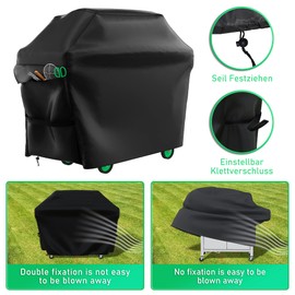 Weatherproof Grill Cover, Gas Grill, Gas Grill Cover, Tarpaulin Grill, Waterproof, Windproof, UV-Resistant, Tear-Resistant Grill (145 x 61 x 117 cm)