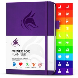 Clever Fox Planner – Undated Weekly & Monthly Planner for Productivity, Time Management & Goals – Organizer Journal – A5 (Purple)