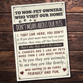 RED OCEAN Rules to Non Pet Owners Retro Sign Wall Plaque Dog Cat Lover Family Plaque Gifts