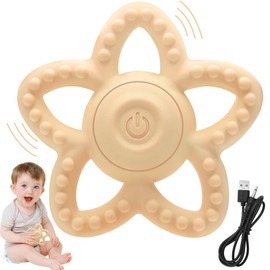 Jeweeio Vibrating Baby Teething Toy 0-12 Months - Sensory Chew Toys for Autistic Children & Special Needs, Easy-Grip Teether with 3 Vibration Modes for Newborns & Infants (Yellow)