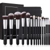 Ducare 15 Piezas 100% Brochas Para Maquillaje Color Negro