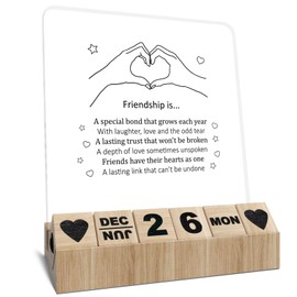 Friend Gifts for Women, Long Distance Friendship Calendar Desk, Goodbye Going Away Gifts for Besties Coworker Leaving Moving Farewell Wooden Block Calendar for Desk Sign