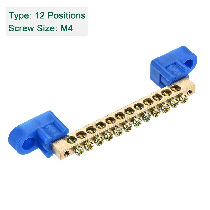 sourcing map Terminals Earth Rail Screw Block Barrier Brass 12