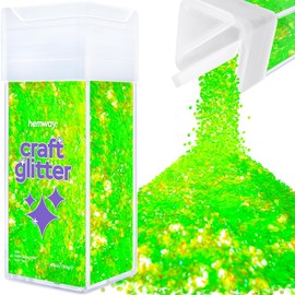 Hemway Craft Glitter Shaker 130g / 4.6oz Glitter for Arts, Crafts, Resin, Tumblers, Nails, Painting, Decoration, Festival, Cosmetic, Body - Extra Chunky (1/24" 0.040" 1mm) - Fluorescent Green