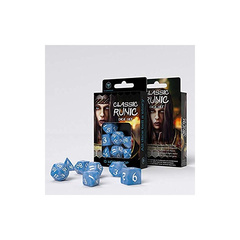 Q-Workshop CLR1R Classic Runic Glacier / White Dice Set (7)