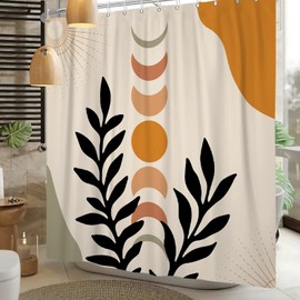 Baocicco Mid Century Shower Curtain Sun and Moon Boho Botanical Abstract Shower Curtains Decorative for Bathroom Bathtubs Waterproof Fabric Shower Curtain with Hooks 72x84 Inches