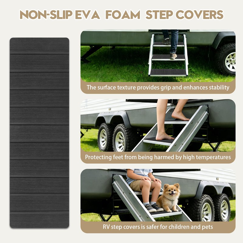 DGSL 4 Pack RV Step Covers, 24"x7.5" Self-Adhesive RV Stair