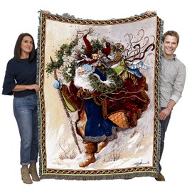 Windswept Santa - Peggy Abrams - Cotton Woven Blanket Throw - Made in The USA (72x54)