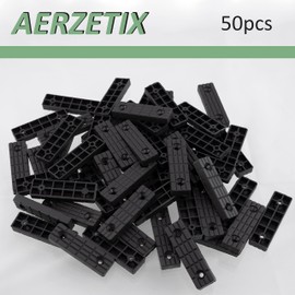 AERZETIX - C65813-50 pieces furniture gliders/feet 56 x 16 x 7 mm made of plastic for screwing on, rectangular - colour black - table cabinet chest of drawers wall cabinet bed wedge accessories floor