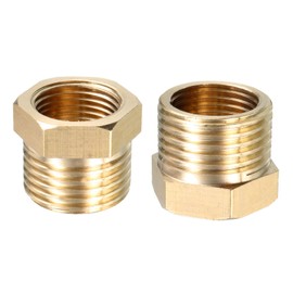 DTGN G1/2 Female x G3/8 Male Brass Pipe Fittings 2 Pieces for Pipe Connection Brass Reducer Adapter Go Red Tone