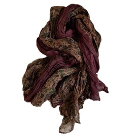 Pleated Scarf for Women, 180 x 80 cm, Lightweight Neckerchief, Soft Scarf, Scarf with Floral Pattern, Vintage Scarf for Party, Shopping, Beach, Wedding, Festive, for Spring, Summer, All Year Round,