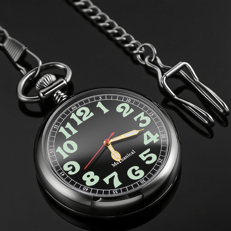 Alwesam Pocket Watch Alloy Hand Wind Mechanical Pocket Watches Men