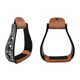CHALLENGER Horse Western 5" Wide Turquoise Engraved Cross Aluminum Straight Show Stirrups 5145TR 5145TR