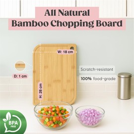 Judge Kitchen Bamboo Chopping Board - 28 x 18 x 1 cm, Durable & Scratch-Resistant Cutting Board